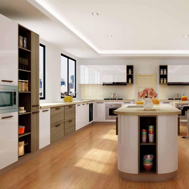 High gloss white kitchen cabinets
