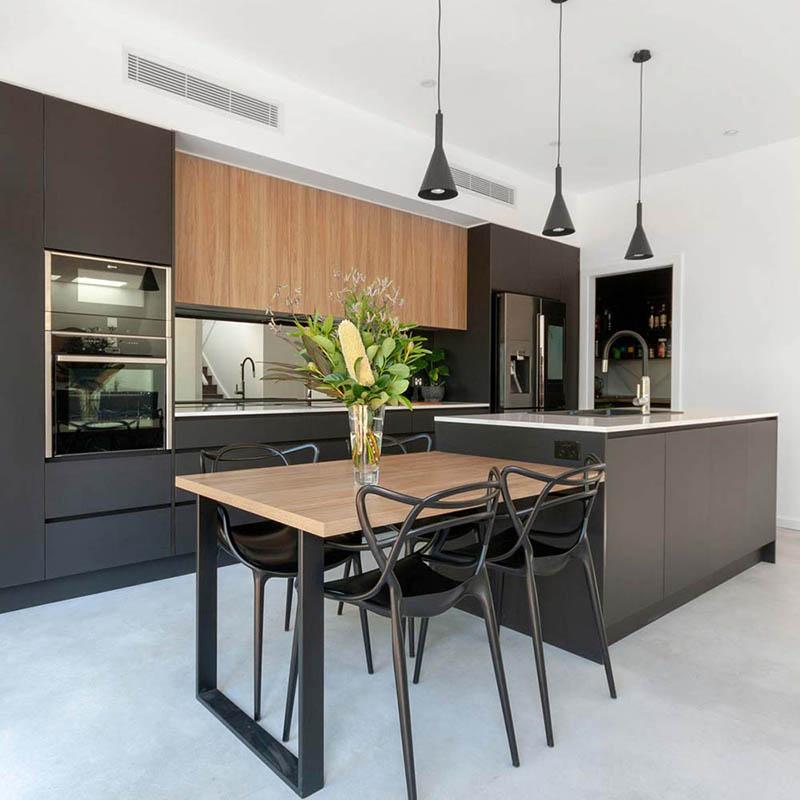 Dark grey Australia style kitchen cabinet